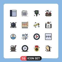 uppsättning av 16 modern ui ikoner symboler tecken för plan utskrift mark kub mat redigerbar kreativ vektor design element