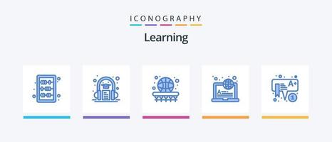 inlärning blå 5 ikon packa Inklusive utbildning. inlärning. boll. internet. inlärning. kreativ ikoner design vektor