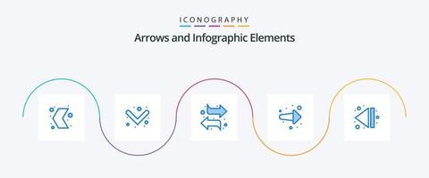 pil blå 5 ikon packa Inklusive slutet. höger. pilar. fram. pil vektor