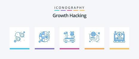 dataintrång blå 5 ikon packa Inklusive konto. fel. fel. chatt. router. kreativ ikoner design vektor