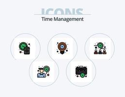 Zeitmanagement-Linie gefüllt Icon Pack 5 Icon Design. Kalender. sicher. Alarm. sperren. Alarm vektor