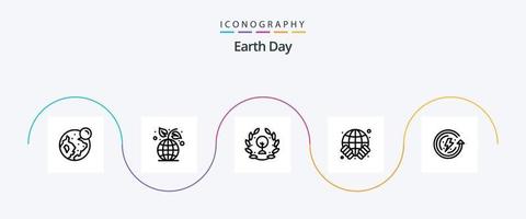 Earth Day Line 5 Icon Pack inklusive Ökologie. sicher. Erde. Welt. Erde vektor