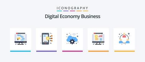 digital ekonomi företag platt 5 ikon packa Inklusive mlm. företag. redskap. Diagram. uppkopplad. kreativ ikoner design vektor