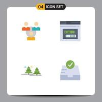 4 flaches Icon-Konzept für mobile Websites und Apps Verbindung Waldkommunikation Web-Dschungel editierbare Vektordesign-Elemente vektor