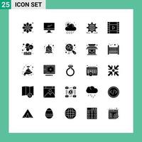 25 kreative Symbole moderne Zeichen und Symbole der Webwelt imac gear Wetter editierbare Vektordesign-Elemente vektor
