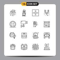 Aktienvektor-Icon-Pack mit 16 Zeilenzeichen und Symbolen für die Installation mechanischer Gewinnlecks kleine bearbeitbare Vektordesign-Elemente vektor