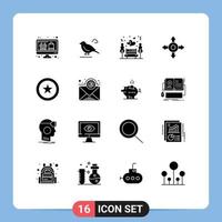 Stock Vector Icon Pack mit 16 Zeilenzeichen und Symbolen für Newsletter Business Night Date Coin Directions editierbare Vektordesign-Elemente