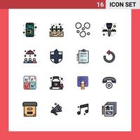 Stock Vector Icon Pack mit 16 Zeilenzeichen und Symbolen für Schildschutzausrüstung Regenschirmversicherung editierbare kreative Vektordesign-Elemente