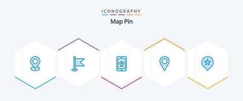 Map Pin 25 blaues Icon Pack inklusive . starren. Handy, Mobiltelefon. Lage. Marker vektor