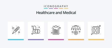 Medical Line 5 Icon Pack inklusive Medical. medizinisch. Schüssel. Versicherung. Gesundheit. kreatives Symboldesign vektor
