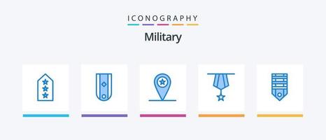 Military Blue 5 Icon Pack inklusive Medaille. Dekoration. einer. Abzeichen. Platzhalter. kreatives Symboldesign vektor