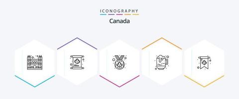 Kanada 25-Zeilen-Icon-Pack inklusive Einladung. Tasse. vergeben. Kanada. Bier vektor