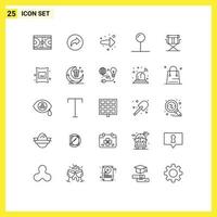 25 Zeilenpaket für die Benutzeroberfläche mit modernen Zeichen und Symbolen des Direktors Zeiger ui Pin rechts editierbare Vektordesign-Elemente vektor