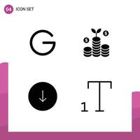 4 universelle solide Glyphenzeichen Symbole von Gulden laden editierbare Vektordesign-Elemente für Krypto-Währungsgeldschrift herunter vektor