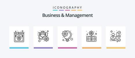 Business- und Management-Line-5-Icon-Pack inklusive Management. Entwicklung. Unternehmen. innovativer Prozess. Ideenmanagement. kreatives Symboldesign vektor