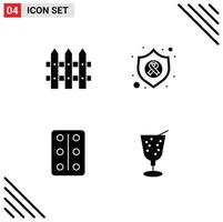 Stock Vector Icon Pack mit 4 Zeilen Zeichen und Symbolen für Bautabletten Pfeil Krebs Getränk editierbare Vektordesign-Elemente