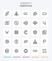 Creative Cryptocurrency 25 Outline Icon Pack wie Coin . . Krypto . Kryptowährung. Münze vektor