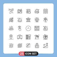 25 universelle Linienschilder Symbole des Kartenbetreibers helfen bei der Liste editierbarer Vektordesign-Elemente vektor