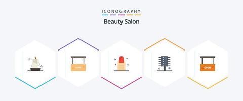 Schönheitssalon 25 Flat Icon Pack inklusive Beauty und Spa. Frisur. Salon schließen. Kosmetika. Schönheit vektor