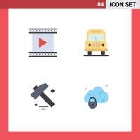 satz von 4 modernen ui symbolen symbole zeichen für kamera hammer film reisedaten editierbare vektordesignelemente vektor
