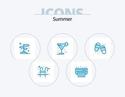 Sommer blau Icon Pack 5 Icon Design. Stroh. Glas. Sommer. Getränk. Zeiger vektor