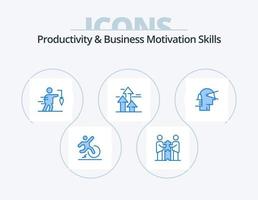 Produktivität und Geschäftsmotivationsfähigkeiten blaues Icon Pack 5 Icon Design. brechen. Pfeile. Partner. Ziel. extrinsisch vektor