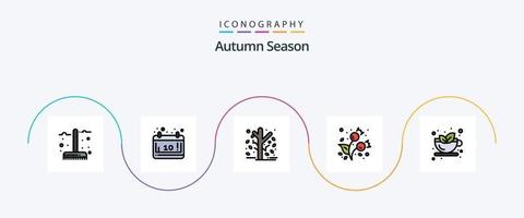 Herbstlinie gefülltes flaches 5-Icon-Paket einschließlich Kälte. Beeren. Jahreszeit. Herbst. Jahreszeit vektor