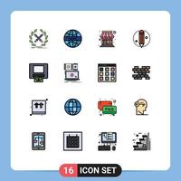 Aktienvektor-Icon-Pack mit 16 Zeilenzeichen und Symbolen für Cash Pencil World Process Market editierbare kreative Vektordesign-Elemente vektor