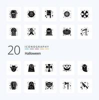 20 solides Halloween-Glyphen-Icon-Pack wie Charakter Halloween-Knochengesicht unheimlich vektor