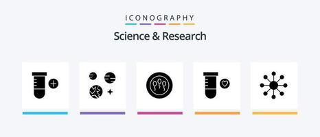 Science Glyph 5 Icon Pack inklusive . Netz. medizinisch. Neuron. Platz. kreatives Symboldesign vektor