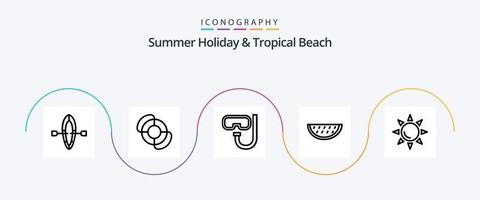 Beach Line 5 Icon Pack inklusive . Strand. Schnorcheln. Sonne. Sommer vektor