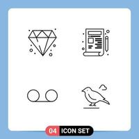 4 användare gränssnitt linje packa av modern tecken och symboler av diamant röst plan teckning brittiskt redigerbar vektor design element