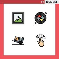 uppsättning av 4 modern ui ikoner symboler tecken för bild frakt CD leverans gester redigerbar vektor design element