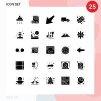 modern uppsättning av 25 fast glyfer pictograph av spel lastbil redigera transport leverans redigerbar vektor design element