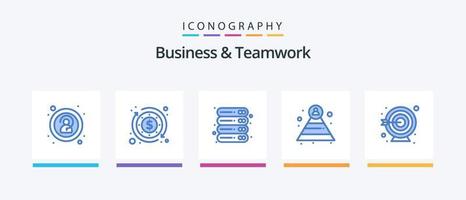 Business und Teamwork Blue 5 Icon Pack inklusive . Ziel. Büro. Darts. Pyramide. kreatives Symboldesign vektor