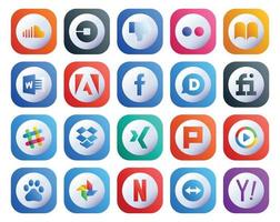 20 Social-Media-Icon-Packs, einschließlich Xing-Chat-iBooks-Slack-Disqus vektor