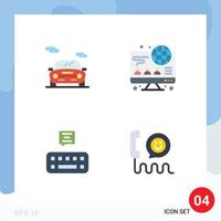 flaches Icon-Set für die mobile Schnittstelle mit 4 Piktogrammen von editierbaren Vektordesign-Elementen für die Geschäftskommunikation von Auto-Mail-Fahrzeugen vektor
