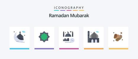 Ramadan Flat 5 Icon Pack inklusive Islam. Moschee. Stern. Namaz. Masjid. kreatives Symboldesign vektor