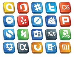 20 Social-Media-Icon-Packs, einschließlich Reisewort Yelp Houzz Plurk vektor