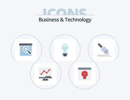 Business und Technologie Flat Icon Pack 5 Icon Design. Jack. hell. Browser. Innovation. Birne vektor