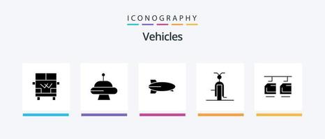 fordon glyf 5 ikon packa Inklusive bil. fordon. plan. transport. fylld. kreativ ikoner design vektor
