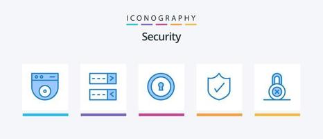 Security Blue 5 Icon Pack inklusive . Geheimnis. Schutz. sperren. kreatives Symboldesign vektor