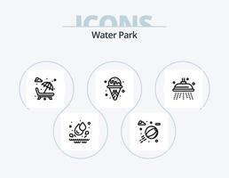 Wasserparklinie Icon Pack 5 Icon Design. Park. Sonnenliege. Brunnen. Park. Abendessen vektor