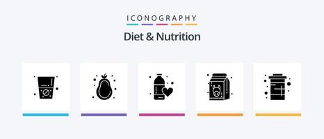 Diät und Ernährung Glyphe 5 Icon Pack inklusive Cola. gesund. Fitness-Gesundheit. frisch. Diät. kreatives Symboldesign vektor