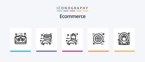 E-Commerce-Linie 5-Icon-Pack inklusive Schild. die Info. E-Commerce. Versand. Lieferung. kreatives Symboldesign vektor