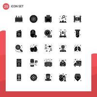 25 universelle solide Glyphenzeichen Symbole für den Erfolg der Partei Chanukka-Tasche glücklich editierbare Vektordesign-Elemente vektor