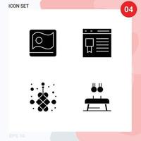 gruppe von 4 modernen soliden glyphen für bangladesch chinesische bangla entwicklung neue bearbeitbare vektordesignelemente vektor