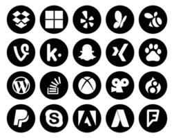 20 Social-Media-Icon-Packs, einschließlich Viddler-Überlauf, Xing-Lagerbestandsüberlauf vektor