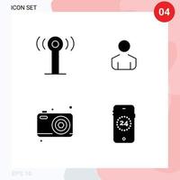 universelle Symbolsymbole Gruppe von 4 modernen soliden Glyphen der Servicekamera männlicher Vater online bearbeitbare Vektordesignelemente vektor