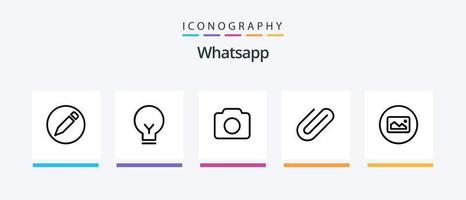 WhatsApp Line 5 Icon Pack inklusive Tee. hinzufügen. Basic. Clip. Anhang. kreatives Symboldesign vektor
